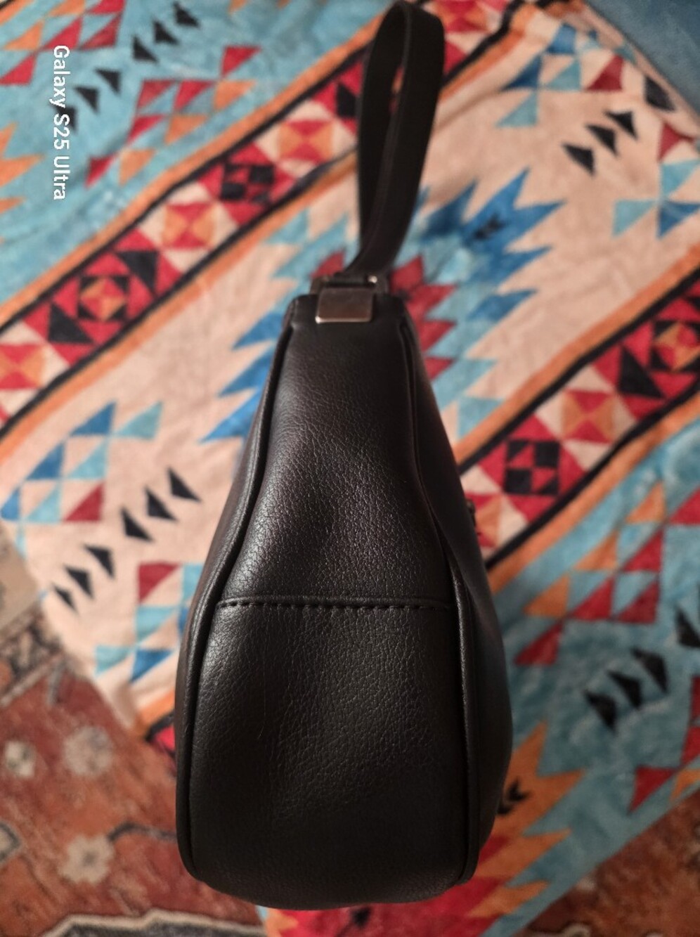 Vintage Y2K Black Minimalist Leather Shoulder Bag Handbag Pristine Leather - Picture 7 of 15